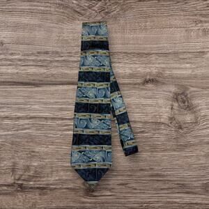 Vintage Silk Elegant Blue and Gold Men's Tie